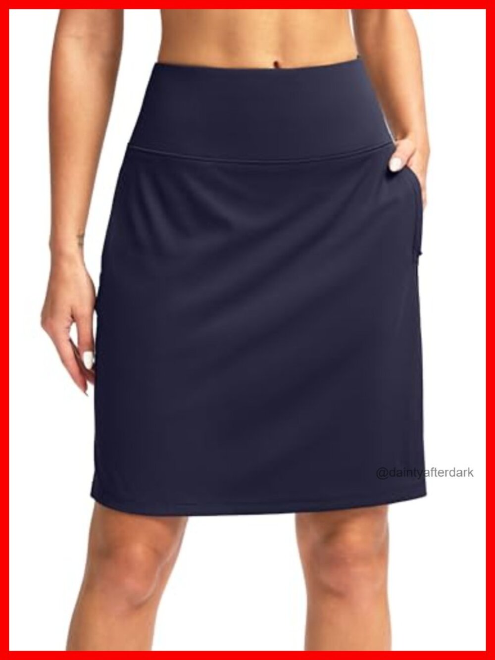 Knee-Length Skort with Pockets High Waist Golf Tennis Athletic Skirt